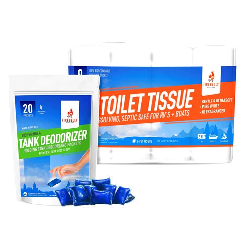 Firebelly Outfitters Boat & RV Septic Safe Bundle, RV Toilet Paper, 8 Rolls & RV Holding Tank Treatment 20 Packets