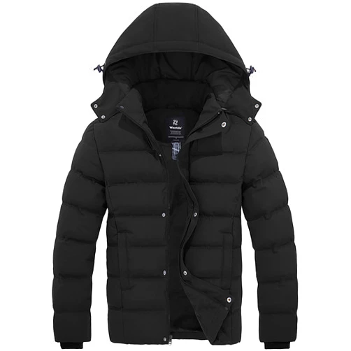 Wantdo Men's Hooded Winter Coat Warm Puffer Jacket Thicken Cotton Coat with Removable Hood