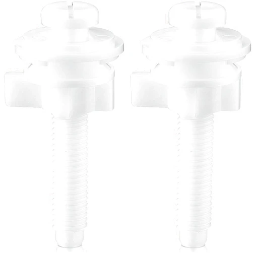 Jetec 2 Pieces Toilet Seat Screws Replacement Kit Plastic Toilet Seat Bolts Toilet Seat Hinge Bolt Screws with Plastic Nuts and Washers Parts Kit for Fixing The Top Toilet Seat, White
