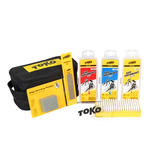 TOKO Basic Tune & Wax Kit for Skis and Snowboards - 3 Multi-Temp Wax Packs (120g), Nylon Brush, 3mm Scraper, Fine Diamond File, Edge Rubber