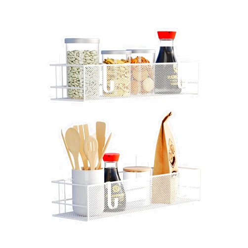 Three Capreolus Mesh Organizer Baskets, Hanging & Wall Storage Basket No Drilling, Pantry Storage and Organization for Kitchen, Bathroom, Bedroom, Storage Room, White