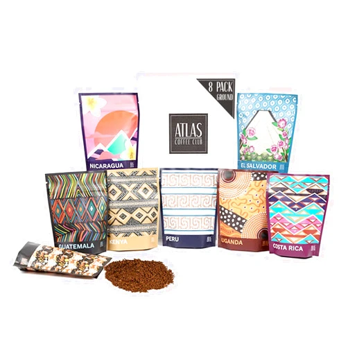 Atlas Coffee Club World of Coffee Discovery Set - Gourmet Coffee Gift Sampler - 8-Pack Variety Box of the World’s Best Single Origin Coffees - Freshly Ground Coffee