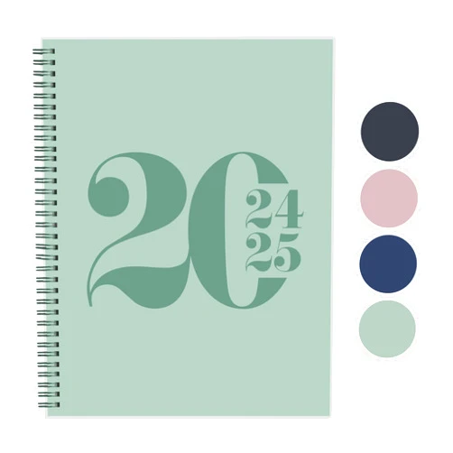Rileys & Co Rileys Planner 2024-2025 18-Month Academic Weekly Planner - Typographic Weekly & Monthly Agenda Planner, Flexible Cover, Notes Pages, Twin-Wire Binding (8.5 x 11 inch, Green)