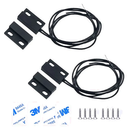 AOAUTO Magnetic Reed Switch,Normally Closed NC Waterproof Magnetic Switch,Micro Alarm Reed Switch 10W 100v 0.5A Magnetic Door Sensor Switch to DC 5V 12V 24V Lights（2 Pack）