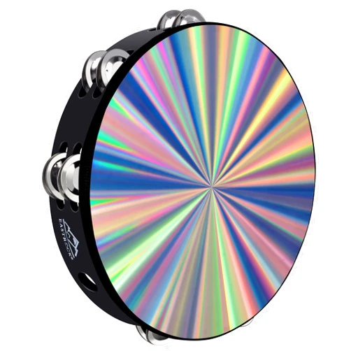 EASTROCK Radiant Tambourine Hand Held Drum 10 Inch Double Row Jingles Reflective Tambourine Musical Instrument for Kids Adults Church KTV Party