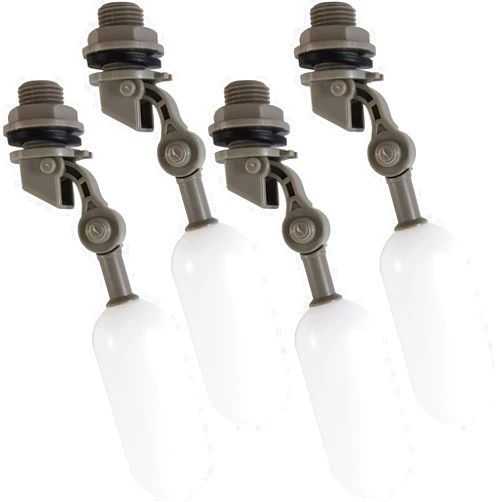 ROYHOO 4PCS 1/2 Inch Float Ball Valve Plastic Water Float Valve Mini Plastic Float Valve with Adjustable Arm for Automatic Water Level Control of Water Tank Gray
