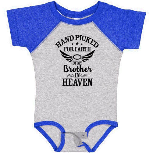 inktastic Handpicked for Earth By My Brother in Heaven Angel Wings Baby Bodysuit