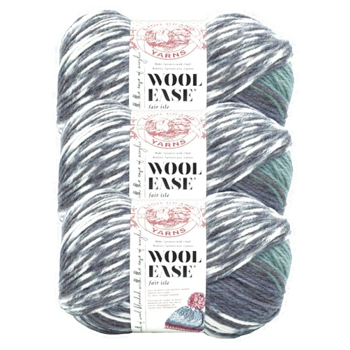Lion Brand Yarn Wool Ease Fair Isle, Yarn for Knitting, Charcoal/Medium Grey, 3 Pack