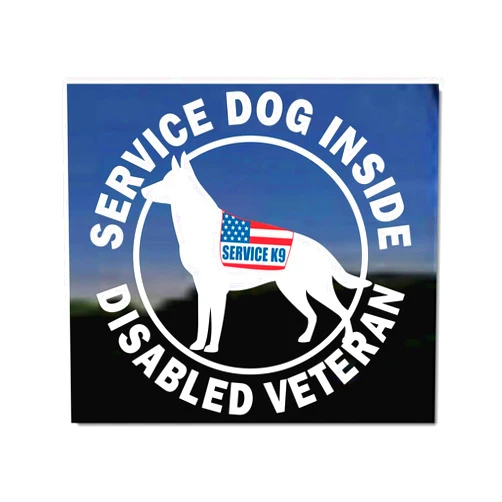 NickerStickers Service Dog Inside Disable Veteran Window Decal | NickerStickers® Vinyl German Shepherd Dog Sticker by NickerSticker®s