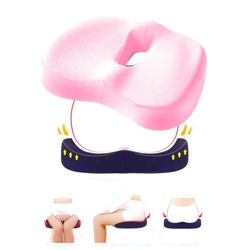 LIONICE Premium Soft Hip Support Pillow - 2023 New Soft Hip Support Butt Cushion Seat for Desk Chair, Ergonomic Memory Foam Office Computer Chair Seat Cushion, Car Seat Cushion Pad for Driver (Pink)