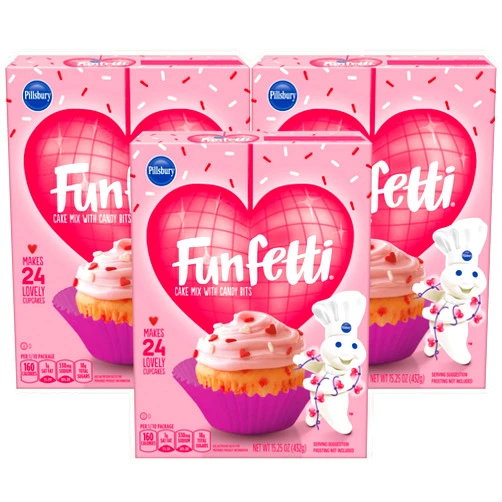 Funfetti Cake & Cupcake Mix with Candy Bits, 15.25 oz Box (Pack of 3)