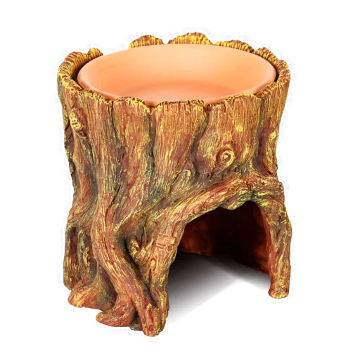 REPTIZOO Reptile Hide Cave Resin Moisture Keeping Reptile Cave with Clay Water Basin Humidifying Help Shedding for Reptile Amphibians Leopard Gecko