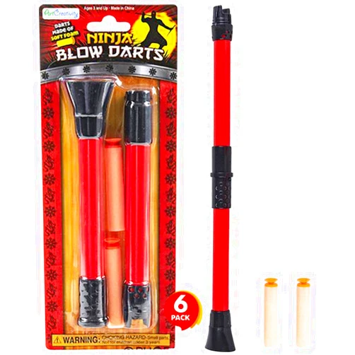ArtCreativity Ninja Blow Darts, Set of 6 Blasters with 2 Darts Each, Ninja Toys for Kids, Fun Halloween Costume Accessories, Best Ninja Birthday Party Favors, Blowdart Goodie Bag Fillers