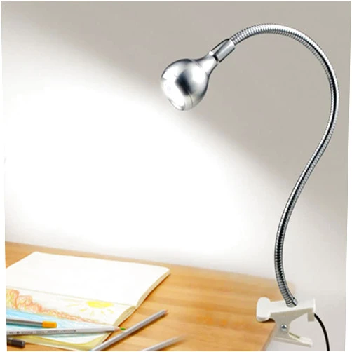 Weltition LED Desk Lamp Clip On Light,360°Flexible Gooseneck and Clamp Reading Light,Portable USB Powered Task Light with Clamp ,Night Light Clip on for Desk, Bed Headboard and Computers Silver