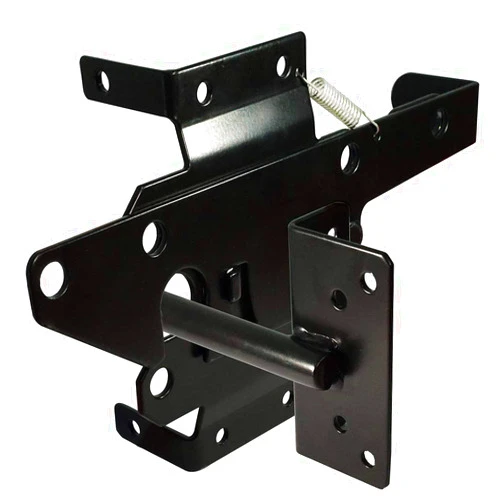 SANKINS Self-Locking Gate Latch Heavy Duty Post Mount Automatic Gravity Lever Wood/PVC Fence Gate Lock with Fasteners Hardware,for Secure Pool |Yard | Garden, Steel,Black