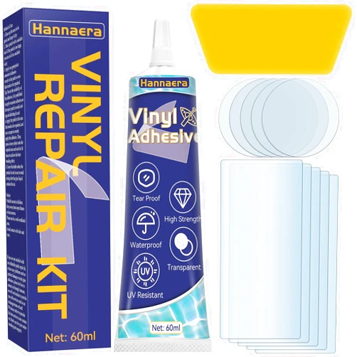 Hannaera Inflatable Patch Repair Kit, Waterproof Air Mattress Patch Kit, Professionally Works on Blow up PVC & PU Inflatables, Pools, Hot Tubs & Tents, Vinyl Glue (60 ML)