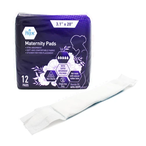 MED PRIDE Postpartum Maternity Pads [12 Pads]- Extra-Absorbent After-Birth Pads with Durable Sticker - Soft Menstrual Sanitary Pads for Heavy Flow & Overnight Use- Hospital-Grade Feminine Pads