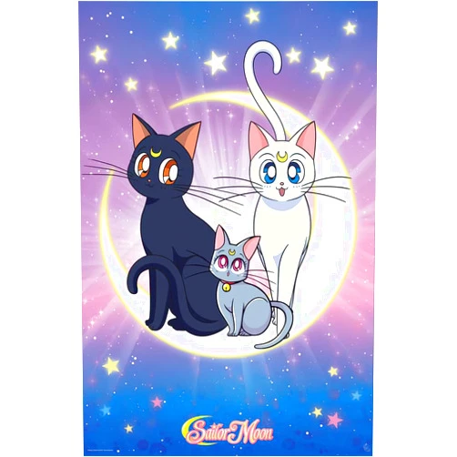 POSTER STOP ONLINE Sailor Moon - Manga/Anime TV Show Poster (Cats - Luna, Artemis & Diana) (Size: 24