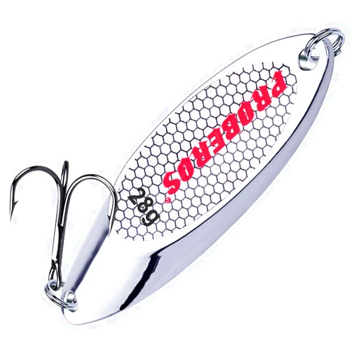 PROBEROS Fishing Spoons Lures Bass Baits Jigging Bait Tackle with Treble Hooks Hard Metal Spoon Fishing Lure Weight Pick 10 Pcs/Pack Silver Gold