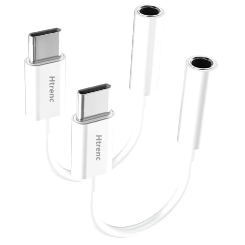 Htrenc USB C to 3.5mm Headphone Jack Adapter for iPhone17/ iPhone 16/16 Pro/15/15 Pro/Pro Max/Plus, Type C Aux Audio Dongle Cable Cord Compatible with iPad, Samsung Galaxy S23/S23/S22/S21, MacBook（2 Pack）