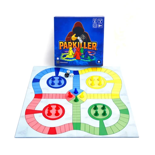 PARKILLER Classic Parcheesi with Optional PARKILLER Mode Board Game for 2 to 5 Players Includes 2 Double Sided Boards 3 Dices 5 Parkillers and 20 Pawns Same Classic Rules Plus an Optional New Mode