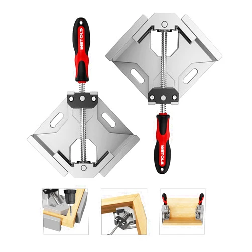 WETOLS Corner Clamp 2pcs 90 Degree Right Angle Clamp with Adjustable Aluminum Alloy Swing Jaw, Single Handle Clamps for Woodworking, Photo Framing, Gifts for Men Dad