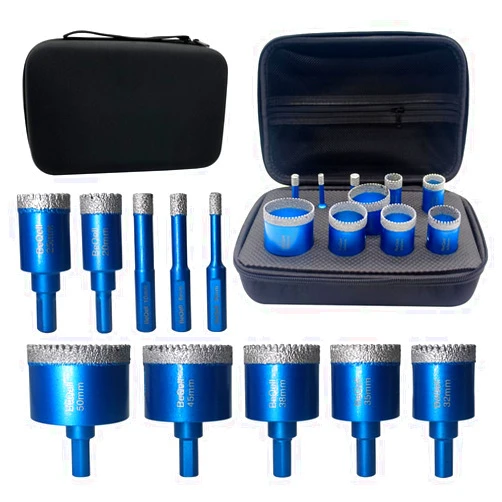BeQell Tile Hole Saw Kit Diamond,BeQell 10pcs Diamond Core Drill Bits Set for Ceramic Porcelain Tile Marble Granite Stone Tools Drilling Triangle Shank with Storage Case
