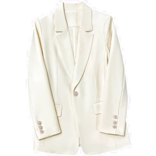Besakin TSJDSKT Womens Suit Jacket Beige Commerce Commuting to Work Long Sleeved Elegant Temperament Tailored Collar Pocket (Off White,Medium)