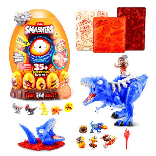ZURU SMASHERS Smashers Dino Egg Hunt by ZURU, Light-Up Fire Breathing Dinosaur Themed Treasure Hunt Toy, Collectable Toy for Boys and Kids (Giganotosaurus)