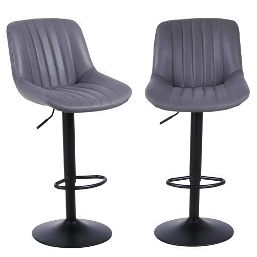 Youhauchair Bar Stools Set of 2, Swivel Counter Height Barstools with Back, Adjustable PU Leather Bar Chairs, Modern Armless Kitchen Island Stool, Dark Grey