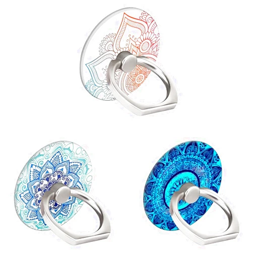 BF2JK Three Pack Cell Phone Ring Holder, 360°Rotation Finger Ring Stand Grip for Smartphones,Tablets,Pads (Mandala Flower)