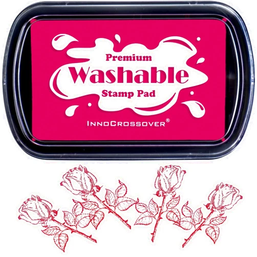 InnoCrossover Washable Ink Pad, Best Stamp Pads for Kids, Kids Crafts, Paw Print Kit, Baby Footprint Kit, Stamp Pads on Scrapbooking, Fingerprint Ink Pad, Easy to Wash Off Skin| Large | Safe Non-Toxic(Beet Red)