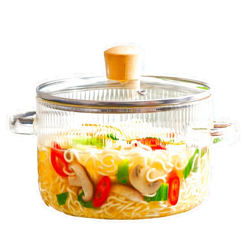 Le'raze Glass Cooking Pot with Lid - 1.6L(54oz) Heat Resistant Borosilicate Glass Cookware Stovetop Pot Set - Simmer Pot with Cover Safe for Soup, Milk, Baby Food Clear gl927