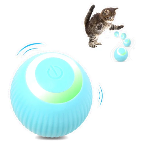 Petbobi Interactive Cat Toy Ball - Automatic Cat Toy with LED Light, USB Rechargeable Self Moving Ball, Indoor Active Rolling Toys, 360°Rotating Smart Ball, 2 Modes, Fun Gift for Kitten Cats, Green