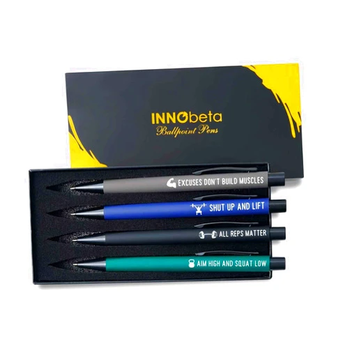 InnoBeta Workout Gifts for Women/Men, Funny Sport Exercise Training Gifts, Ballpoint Pen Set of 4, Perfect for Birthday & Christmas