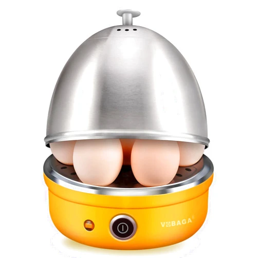 VOBAGA Electric Egg Cooker, Rapid Egg Boiler with Auto Shut Off for Soft, Medium, Hard Boiled, Steamed Eggs, Vegetables and Dumplings, Stainless Steel Tray with 7-Egg Capacity (Yellow)