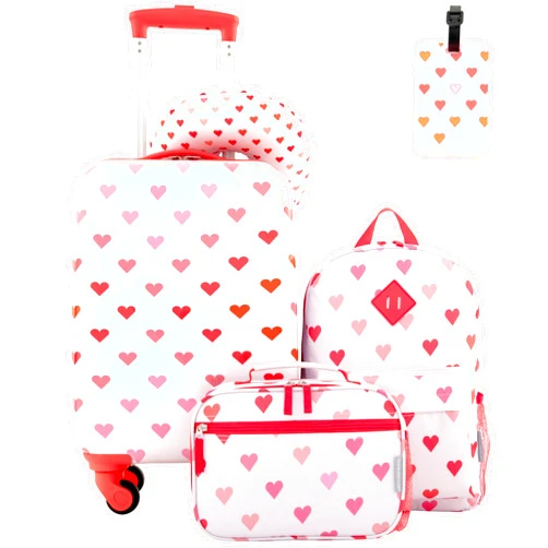 Travelers Club 5 Piece Kids' Luggage Set, Hearts