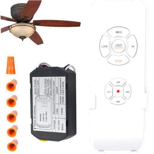 LPHUMEX Ceiling Fan Light Remote Control Kit with Ultra-Small Receiver – Ceiling Fan Speed, Timer & Light Control, Universal Compatibility for AC Motor Hunter/Honeywell/Hampton Bay/Other Ceiling Fans