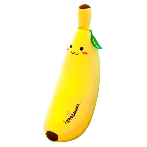 zhidiloveyou Banana Plush Pillow Stuffed Banana Plushie Cute Fruit Toy for Kids, 13.7 inch