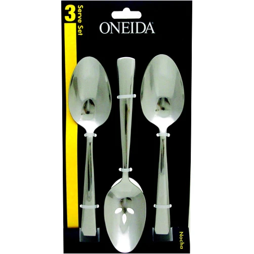 Oneida Nocha Everyday Flatware Serving Spoons, Set of 3 18/0 Stainless Steel, Silverware Set