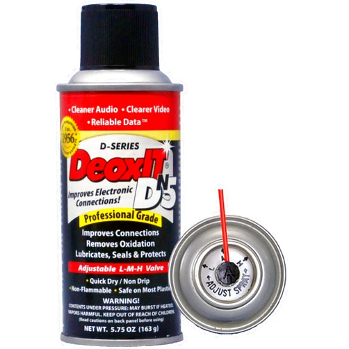 CAIG LABORATORIES DeoxIT DN5S-6N Spray, More Than A Contact Cleaner, 163g, Low-Med-High Valve, Nonflammable/Non-Drip, Pack of 1