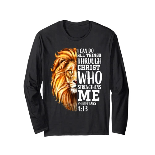 Christian Gifts by Jeremiah James Christian Bible Verse Sayings Religious Gifts Him Lion Judah Long Sleeve T-Shirt