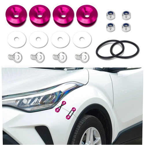 ASUBHA 4PCS Bumper Quick Release Kit, Bumper Fastener, Front Rear Bumper Holders with Stainless Steel Screws Kit, Universal Aluminum Bumper Clips for Front and Rear Bumpers, Trunks, Hatches, Hoods