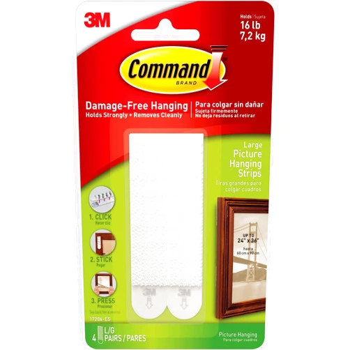 Command 17206 picture strip, detachable, 7200 g, 4 sets of 2 stripes, size L, white