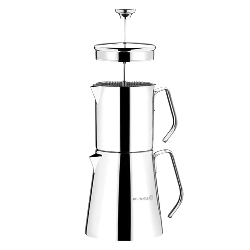 Korkmaz A225 Aqua Turkish Teapot Set,18/10 Stainless Steel Double French Press Teapot Set with Metal Handles, Samovar Style Tea Kettle with 30 Oz (900ml) & 50 Oz (1500ml)