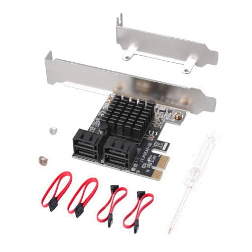 JESOT SATA Card 4 Port with 4 SATA Cables, 6 Gbps SATA 3.0 Controller PCI Express Expression Card with Low Profile Bracket Support 4 SATA 3.0 Devices