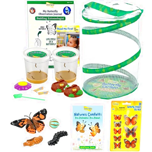 Insect Lore Butterfly Garden As Seen On TV | Butterfly Kit with Live Caterpillars | 10 Caterpillars, Reusable Habitat, STEM Butterfly Journal & More