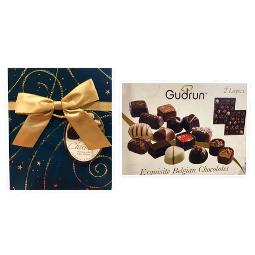 Gudrun Belgian Chocolate Box Bag Assorted Chocolates (18.34 Oz) (1.14 Lbs) (New Green Box/Gift Bag)