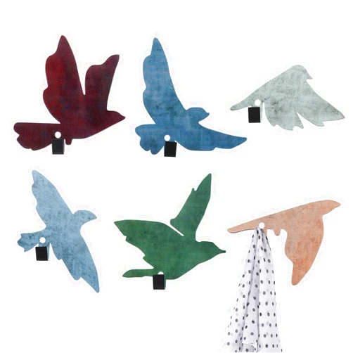 Yaocom Set of 6 Bird Decorative Hooks Metal Vintage Animal Hangers Farmhouse Home Key Holder Rustic Farmhouse Wall Hooks for Home Storage Bird Lovers Decor Living Room Office