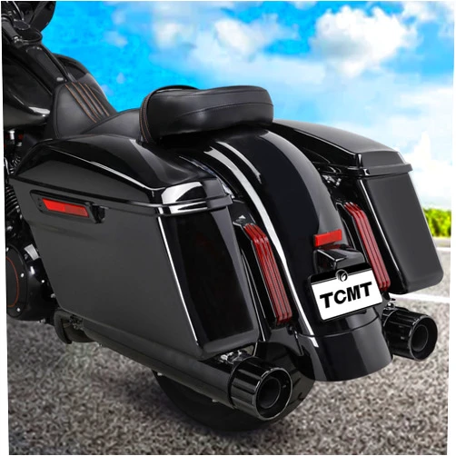 TCMT Hard Saddlebags Saddle bags W/Black Latch Lid Key & Liners Carpet Insert Fit For Harley Touring Street Road Glide Road King Electra Glide Ultra Limited FLHR FLHX 2014-2023